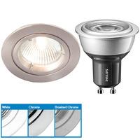 Robus R201SC Straight Downlight & Philips 4W GU10 LED - 25° Warm White (White)