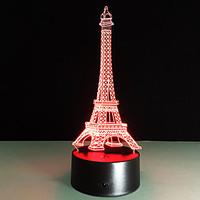Romantic France Eiffel Tower 3D Led Night Light Rgb Changeable Mood Lamp Usb Decorative Table Lamp Kids Friends Gift