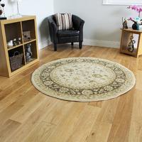 Round Non Shed Soft Cream Brown Traditional Circluar Rugs - Ziegler 150cm (4ft11\