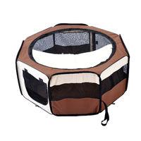 Royal Fabric Dog Cat Playpen in Brown and Cream