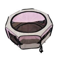 Royal Fabric Dog Cat Playpen in Pink and Cream