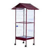 Royal Large Parrot Aviary Play House Bird Cage with Wheels in Maroon