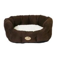 Rosewood 40 Winks Oval Choc Faux Suede Sleeper, 20-inch, Cream