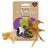 Rosewood Jolly Moggy Three Feather Fleece Balls Cat Toy