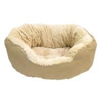 Rosewood Tan Faux Suede/ Plush Dog Bed