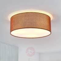Round, brown Henrika fabric ceiling light