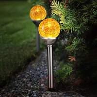 Roma LED solar light with glass sphere, set of 2