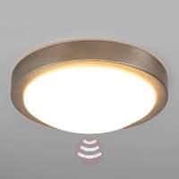 Round Aras LED ceiling lamp, sensor, matt nickel