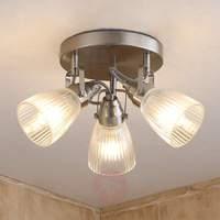 Round LED bathroom ceiling light Kara fluted glass