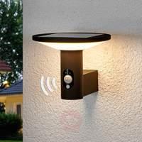 Round LED outdoor wall light Jersy, solar panel
