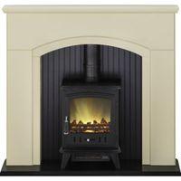 rotherham stone black led electric stove suite