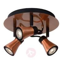 Round Bolo LED ceiling spot with three lights