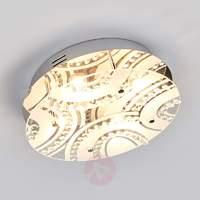 Round LED ceiling light Mervina with glass stones