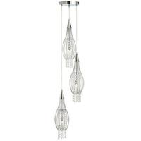 rocket chrome cage 3 light ceiling pendant with crystal buttons