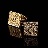 Royal Golden Pattern Cufflinks Gold Plated Men French Shirt Cuffs Western Style Metal Square Sleeve Buttons Mens Jewelry 2 Color