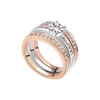 Rose Gold/Silver Small Big Cubic Zirconia Ring, Choose Size