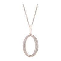 rose gold plated cubic zirconia oval twist pendant