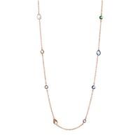 Rose gold-plated multi-coloured crystal necklace