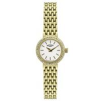 rotary ladies stone set gold plated bracelet watch