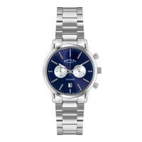 Rotary Sport Avenger men\'s chronograph blue dial stainless steel bracelet watch
