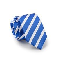 Royal Blue White Stripe Silk Tie - Savile Row