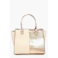 Rose Panelled Structured Day Bag - rose