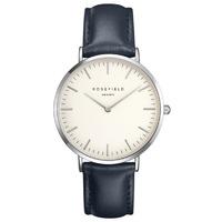 Rosefield Bowery White with Silver on Blue Leather Strap Watch