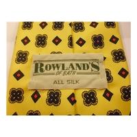 Rowlands Bath Warm Yellow and Geo Floral High Quality Silk Tie