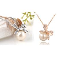 rose gold faux pearl pendant