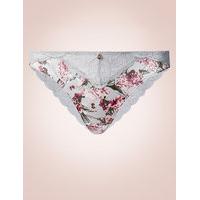 Rosie for Autograph Silk & Lace Floral Print Brazilian Knickers