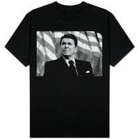 Ronald Reagan American Flag Black White Photo