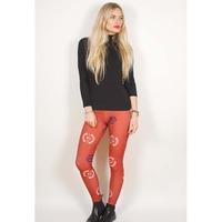 rockoff trade womens deathbat crest leggings red large x large