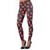 rockoff trade womens tongue pattern leggings black medium large