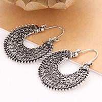 Round Drop Vintage Earrings Jewelry Circle Party Alloy 1 pair