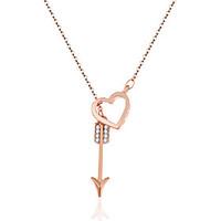 Romantic Style Gold Tone Heart and Arrow with Crystal Pendant Necklace