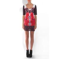 Rose Print Sublimination Bodycon Dress