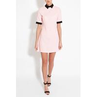 Rose Pink Shift Dress With Black Collar