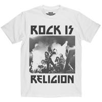 rock is religion kiss t shirt