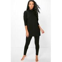 roll neck lounge set black