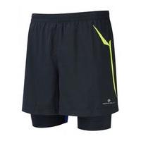 Ronhill Trail Fuel Twin Square Running Shorts - Mens - Black/Fluo/Yellow