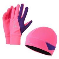 Ronhill Beanie and Gloves Set - Fluo Pink/Wildberry