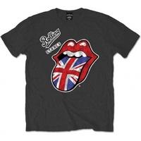 Rolling Stones British Tongue Charcoal Mens T Shirt: Larg