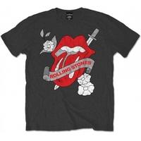 Rolling Stones Vintage Tattoo Charcoal Mens T Shirt: X Large