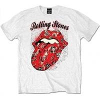 Rolling Stones Tattoo Flash White Mens T Shirt: X Large