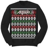 Rockoff Trade Men\'s Skulls Christmas Sweatshirt, Black, Medium