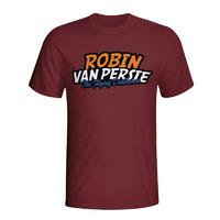 robin van persie comic book t shirt maroon