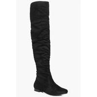 Rouch Detail Over The Knee Boot - black