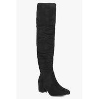 Rouch Detail Over The Knee Boot - black