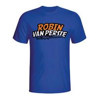 robin van persie comic book t shirt blue