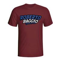 roberto baggio comic book t shirt maroon kids